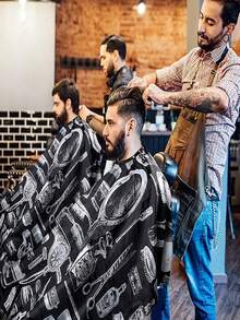 Zestaw profesjonalnych akcesoriów fryzjerskich 1 szt.: regulowana szczotka do miotełki na szyję, peleryna fryzjerska, wodoodporny szalik do stylizacji włosów, odpowiedni do farbowania, strzyżenia, stylizacji, mycia, makijażu, unisex, dla stylistów i do użytku domowego, geometryczny wzór, swobodny szalik poliestrowy, odpowiedni na każdą porę roku