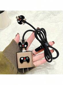 5pcs Game Console/Coffee Graphic 1.5m Cable Protector, Anti-Bending Charging Cable & Adapter Protective Case, Suitable For IPhone 12/13/14 18/20W Fast Charging, Friend Gift - Black - View 7