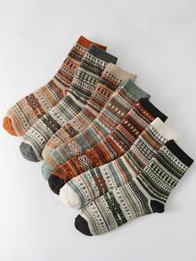 7 Paar Damen warme Merino Wolle Mode vielseitige Kniestrümpfe, Winter