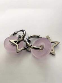 1pair Korean Star Earrings For Women Gothic Pentagram Pendant Earrings Y2K Punk Earrings Removable Simple Earrings Hip Hop Jewelry - Earrings - View 5