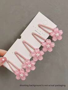 5个可爱粉色樱花发夹，女士可爱侧刘海夹，ins风刘海夹，BB夹（不含卡片），头部饰品，情人节饰品，女士发饰 - 粉色 - 查看 9