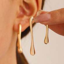 Elegant Irregular Water Drop Earrings For Women - Minimalist Luxury Stud Jewelry With Unique Line Design Chic & Timeless Accessories For Special Occasions Earrings For Women Stud Earrings Statement Earrings Halloween Jewelry Gold Jewelry Earrings Jewelry Women Silver Jewelry Necklace Rings Bracelets Necklaces For Women - Vàng - Xem 4