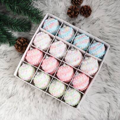 16 pezzi Palline decorative premium per le vacanze, palline ornamentali artigianali da 6 cm, lavorazione migliorata, colori macaron adatti per Natale, matrimonio, festa, decorazione per la casa, decorazione per albero di Natale, crea un'atmosfera natalizia incantevole, regalo natalizio di alta qualità per famiglia e amici, decorazioni per la stanza in inverno