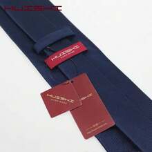 Gravatas Masculina Slim Tradicional Jacquard Riscada Várias Cores - gravata azul marinho - Visão 3