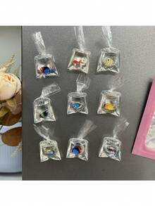 7个逼真水袋鱼冰箱贴，卡通海洋热带小鱼装饰磁贴，个性化冰箱贴，适用于厨房、办公室、白板、储物柜和洗碗机，厨房和家居装饰，派对礼物 - 彩色 - 查看 1