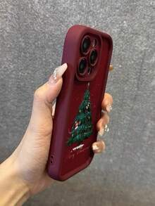 圣诞树图案酒红色加厚精密孔位极简防摔手机保护壳，兼容 16/ 16 Pro/ 16 Pro Max/ 16 Plus/ 15 XR/7/8/ 15 Pro Max/12 Pro Max/13 Pro Max/14 Pro Max/13/14/11/12/14，女款P11软壳P12防摔XS/XR/78P/78GES2，兼容手机壳 - 彩色 - 查看 7