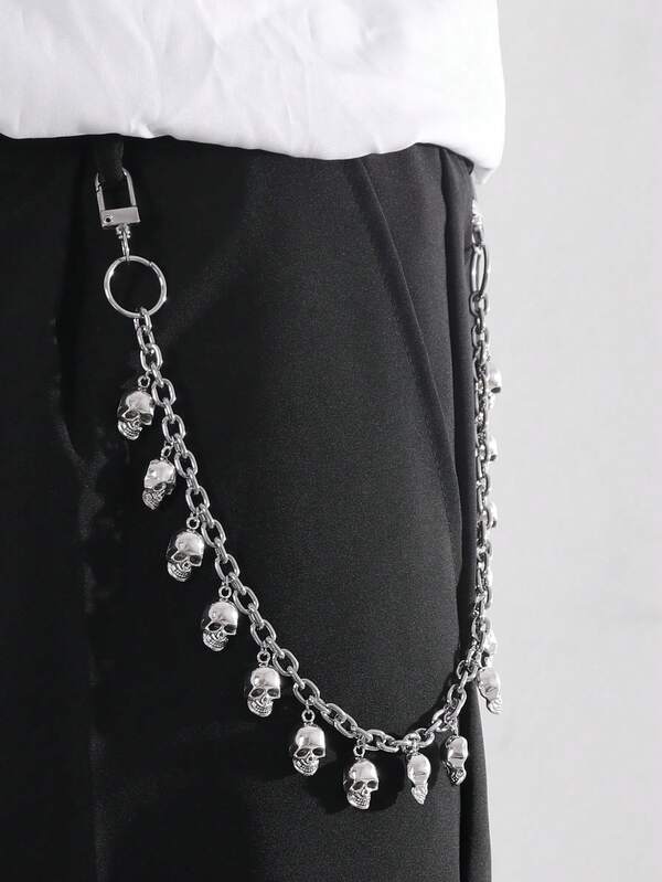 1pc Skull Metal Pant Chain, Key Chain, Pant Decoration Chain, Suitable For Halloween Wear