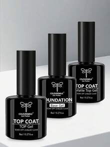 3pcs/Set No-Wipe Nail Gel Polish Kit, Includes Base Coat And Top Coat, Glossy And Durable, Suitable For DIY Home Manicure And Salon - Clear - View 11