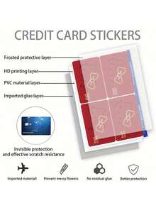 1/4 pièces Autocollants de carte de crédit avec nœud rouge, Autocollants Hello chat adhésifs, Autocollants de passe de bus Hello chat minimalistes et mignons, Autocollants de carte de débit