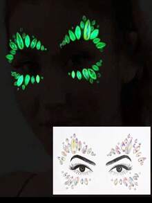 1 Sheet Face Gems Luminous Makeup Temporary Tattoo Stickers Acrylic Crystal Glitter Stickers Face Jewels Rainbow Tears Rhinestone For Party, Rave Festival, Music Festival, Dress-Up (5 Styles) - Multicolor - View 3