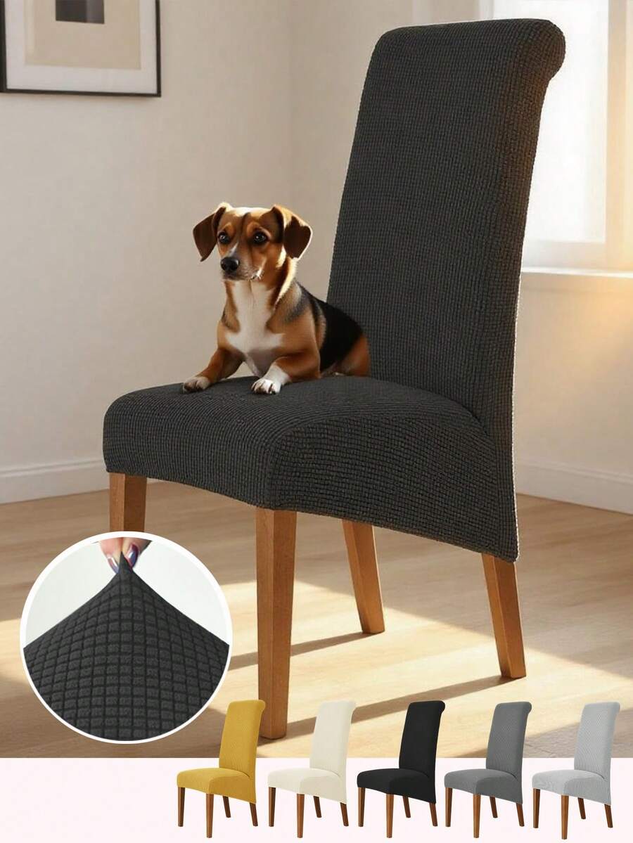 Capa de cadeira grande de 1 peça para sala de jantar, capa protetora elástica para cadeira jacquard - Estilo 2 Preto - Ver 1