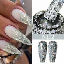 XEIJAYI 1 Bottle Gel Nail Polish, Series Nail Polish, 141 Vibrant Glitter Colors, Suitable For All Seasons - UV/LED Removable Semi-Permanent Nail Polish, Suitable For DIY Manicure, Nail Art Design, Women Gift - Silver - View 7