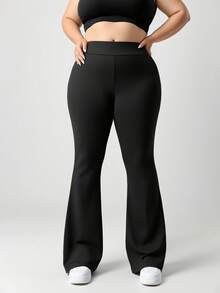 Plus Size Women Flared Pants, High Waist Elastic Skinny Yoga Leggings, Soft & Comfortable, Fashion Minimalist Casual Trousers, Autumn/Winter