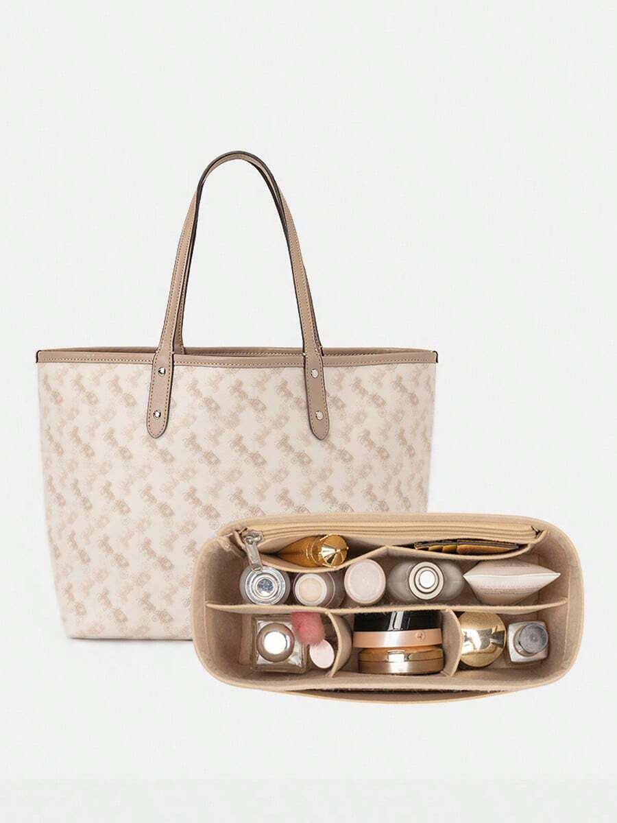 毛毡拉链收纳袋、手提袋、礼品袋、学校/教师用品配件 - 米色 - 查看 1