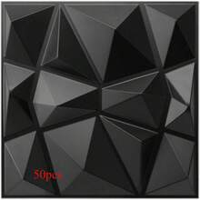 1片/10片/20片/30片/40片/50片 3D鑽石設計3D牆貼，耐火耐磨牆板，30x30cm 啞光黑與白，DIY家居牆面裝飾 - 黑色 - 查看 13