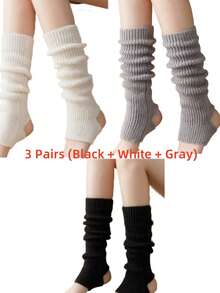 1 Pair Women's Autumn/Winter Knitted Leg Warmers, Warm ,Ankle , Suitable For JK Style, Academy, Ballet Dance, Cozy - Multicolor - View 6