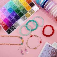 Approx. 1100pcs 8mm Crystal Glass Beads String, Jewelry Making Kit For DIY Necklace, Earrings, Phone Straps, Crafts (Random Color)