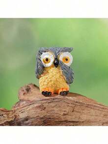 新款跨境产品 可爱猫头鹰动物摆件，微景观花园装饰，树脂桌面摆件 - 彩色 - 查看 7