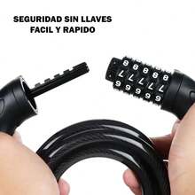Candado De Proteccion Con Cable Reforzado Para Bicicleta De 5 Digitos - Negro - Ver 2
