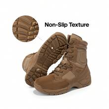 Men's Military Side Zipper Tactical Work Boots Hiking Motorcycle Combat Boots - 棕色 - 查看 5
