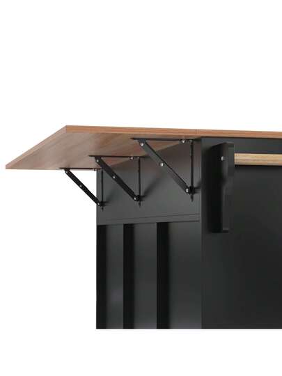 Kitchen Isl 129 71 91.5 Cm, Mobile Folding Tabletop, Drawers Storage Spaces, Trolley Metal Support Frame Height Adjustable Shelves, Kitchen, Dining Room view 8