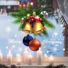 أجراس عيد الميلاد، بيض، قصب حلوى ملصقات نافذة عيد الميلاد، ملصقات زخرفية لغرفة المعيشة والباب الزجاجي والنوافذ ديكور المنزل، ديكورات عيد الميلاد، ديكور الغرفة، ديكور الحائط، ملصقات الحائط، ملصقات الحائط ديكورات عيد الميلاد المنزلية
