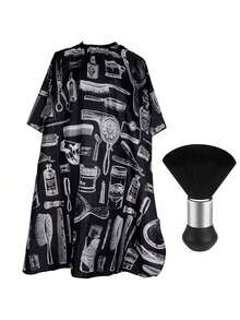 Zestaw profesjonalnych akcesoriów fryzjerskich 1 szt.: regulowana szczotka do miotełki na szyję, peleryna fryzjerska, wodoodporny szalik do stylizacji włosów, odpowiedni do farbowania, strzyżenia, stylizacji, mycia, makijażu, unisex, dla stylistów i do użytku domowego, geometryczny wzór, swobodny szalik poliestrowy, odpowiedni na każdą porę roku