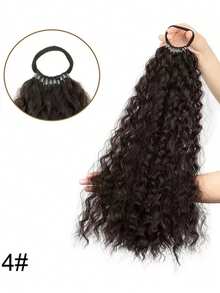 合成长卷发假发，蓬松马尾发圈，动物纹，马尾发圈，发绳，橡皮筋，发圈，发绳，发饰，弹力带 - 彩色 - 查看 9