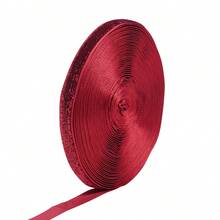 7-38mm 1捲深紅色亮片天鵝絨緞帶，適用於聖誕禮物包裝、節日裝飾、彩色洋蔥天鵝絨亮片織帶 - 深紅色 - 查看 9
