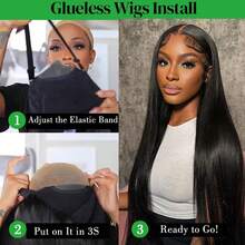 bling hair Straight Wear And Go Glueless Wigs Human Hair 6x4 5x5 9x6 Pre Plucked Pre Cut Lace Wig 200% Density 28 30 Inch Invisible Strap 360 Full Lace Frontal Drawstring Wig 36 Inch 13x4 13x6 Transparent Lace Front Human Hair Wigs For Women Natural Black Wig - Natural Black - 查看 6