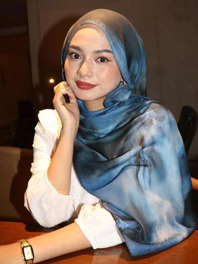 Khăn trùm đầu Modal in họa tiết màu nước mùa Xuân/Hè mới về, khăn choàng nhuộm chuyển màu in kỹ thuật số dành cho phụ nữ Hồi giáo.