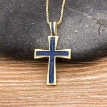 Nou Retro stil religios cruce pandantiv colier 4 culori pentru femei Vintage pavaj strălucitor cristal zirconia lanț choker bijuterii cadouri