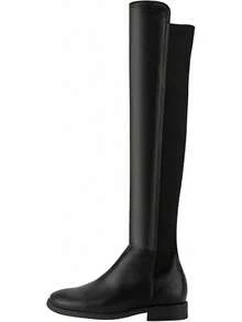 Thigh High Over The Knee Boots For Women Flat Low Heel Fall Winter Stretch Suede Long Round Toe Boots-2025 - Xám - Xem 2