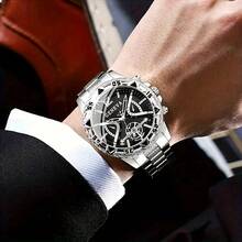 24 piezas Conjunto de relojes de cuarzo analógicos de aleación de moda para hombres, Conjunto de relojes de combinación multicolor + Conjunto de joyas de moda para hombres, Mejor regalo para él