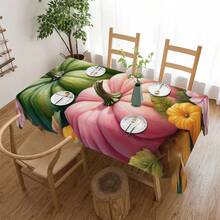 1pc Thanksgiving Autumn Creative Dual-Color Pumpkin Print Holiday Decorative Tablecloth, Absorbent Dirt-Resistant Dining Table Cover, Warm & Comfortable Home Decor Rectangular Coffee Table Cloth - Multicolor - View 6
