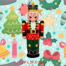 1set/1pc Christmas Balloons Giant Nutcracker Soldier Foil Balloons For Christmas Holiday Xmas New Year Winter Birthday Party Decorations Supplies(The Color And Shape Of Some Patterns Are Random)