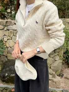 Damski sportowy top w jednolitym kolorze, zapinany na guziki, z długim rękawem, z małym kwiatowym nadrukiem na klatce piersiowej, idealny na jesień i zimę, odpowiedni do uprawiania sportu i aktywności na świeżym powietrzu, sweter damski, na siłownię i do biegania.