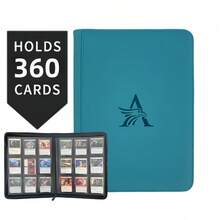 9格拉链卡册，高级拉链卡夹，适用于收藏卡，360°双面PU材质卡套，收藏家卡册，适用于集换式卡牌游戏、体育卡（6种颜色） - 彩色 - 查看 9