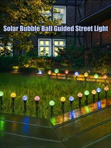 20pcs Solar Powered Pathway Lights - Multicolor Solar LED Bubble Lights, 8 Lighting Modes, Auto On/Off, IPX4 Waterproof, Space Theme, Outdoor Lawn Garden Lights, Button Controlled Solar Landscape Lighting, IPX4 Outdoor Illumination, 8 Bright Lighting Modes, Suitable For Yard, Lawn, Summer, Camping, Party, Wedding, Trail, Backyard And Lawn, Independence Day, Birthday, Christmas Lawn Decor Path Lights!