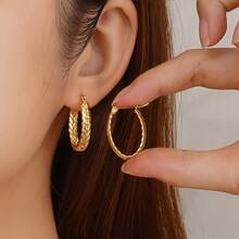 1 Pair Minimalist Multi-Layer Stainless Steel Earrings, Versatile For Women Daily Wear And Dates