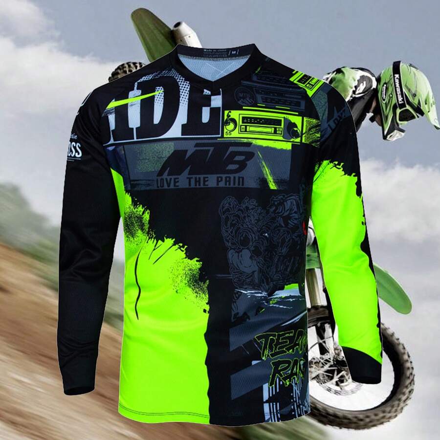 2025 男友款男士长袖越野摩托车骑行服 Teleyi 速降山地自行车 MTB 衬衫 越野 DH 摩托车越野摩托车服装