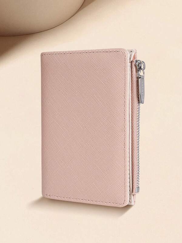 Women's Toothpick Pattern Solid Color Minimalist Style Wallet Cute Casual Bifold Design Portable Wallet With Zipper Coin Pouch Suitable As Gift For Young Women Girls Students For Women Money Wallet Mini Wallet Purse Wallet Fall Small Wallet Cute Wallet
