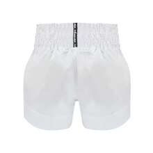 1pc White Muay Thai Pants With Black Floral Embroidery Pattern - White - View 4