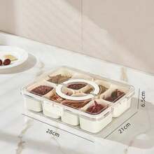 4/8 Grid Portable Snack Platters Organizer Divided Serving Tray With Lid And Handle With Reusable Snack Box Home Decor - Multicolor - View 7
