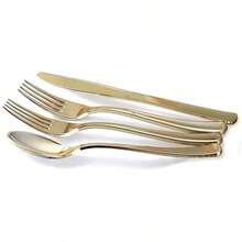 OCCASIONS 150 Piece Set 25 Guests Vintage Wedding Plastic Plates Cutlery Disposable Dinnerware 10'' 7.5'' + Silverware W Double Fork (Verona Plain Ivory) - A2VeronaPlainIvory - Xem 4