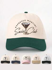 Mũ lưỡi trai điều chỉnh được, thêu hình ly Martini phối màu, kiểu dáng thường ngày, thích hợp cho du lịch mùa xuân/thu, bảo vệ da khỏi ánh nắng mặt trời đa năng, phong cách Y2K dành cho giới trẻ. - mũ bóng chày - Xem 16