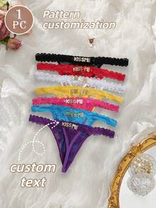 Customized Crystal Letter Sexy Lace Personalized Name Funny Thong Panties, Bikini Tanga Lingerie T-Back Gift For Girlfriend, Wife, Valentine's Day, Christmas, Halloween, Thanksgiving, Birthday. Contracted, Funny, Custom, Unique, Customized, Personalized, Ideal Gifts For Him, Ideal Gifts For Her, Boyfriend, Girlfriend, Family, Friends, Her