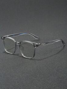 1 Pair Men's PC Square Large Frame Rivet Personalized Clear Lens Glasses, Fashionable Versatile, Suitable For Business Meetings, Fashion Outfits, Party Gatherings, Computer Office Work, Computer Gaming - Multicolor - View 3