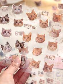 Cute Cartoon Cat Head Stickers, Decorative Cat Stickers For Phone, Computer, Various Sizes Available - Multicolor - View 7
