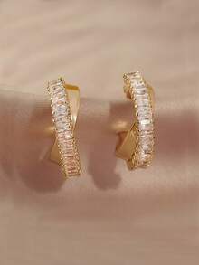 أقراط حلقي ملفوف مكعب زركونيا زخرفة